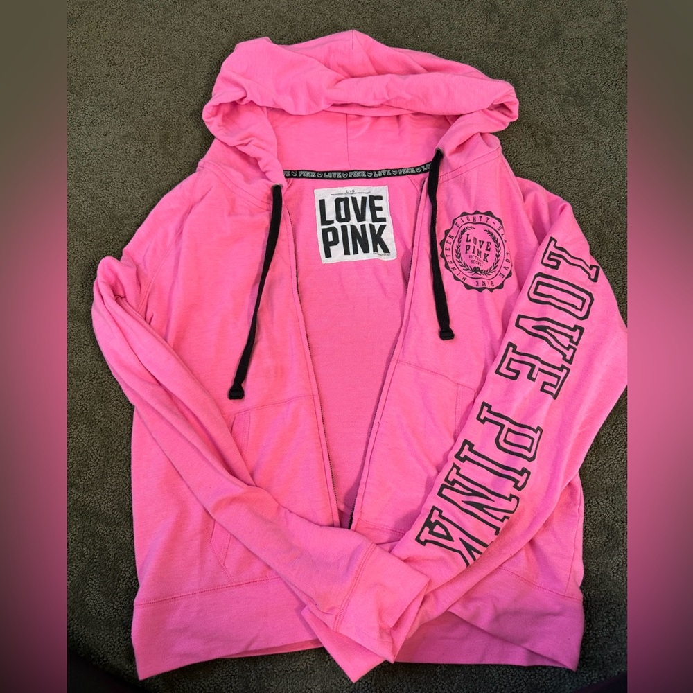 Pink Love Pink Hoodie Large Zip Up